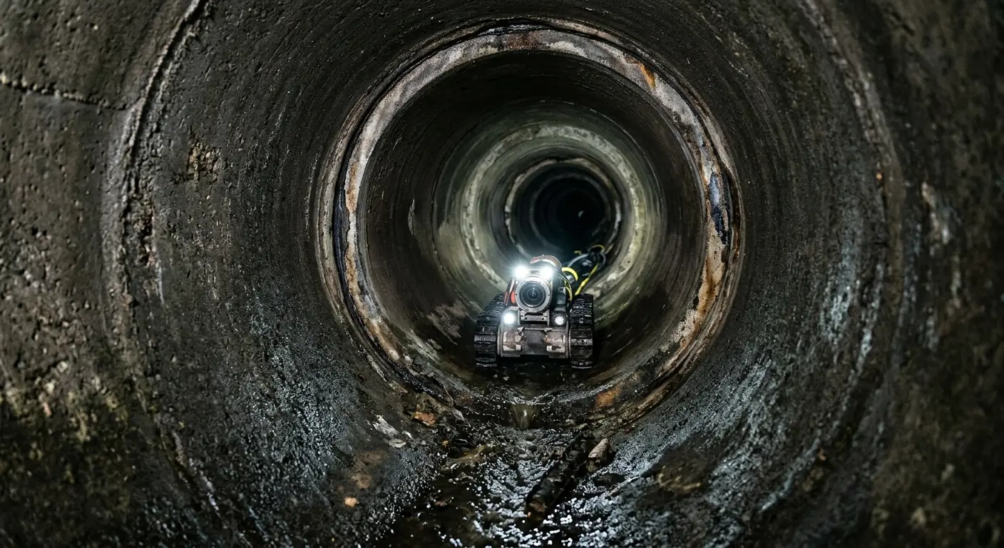 Robotic sewer camera inspecting pipe interior for Sewer Line Cleaning in Ocean Shores